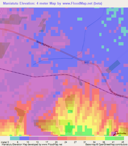Maniatutu,New Zealand Elevation Map