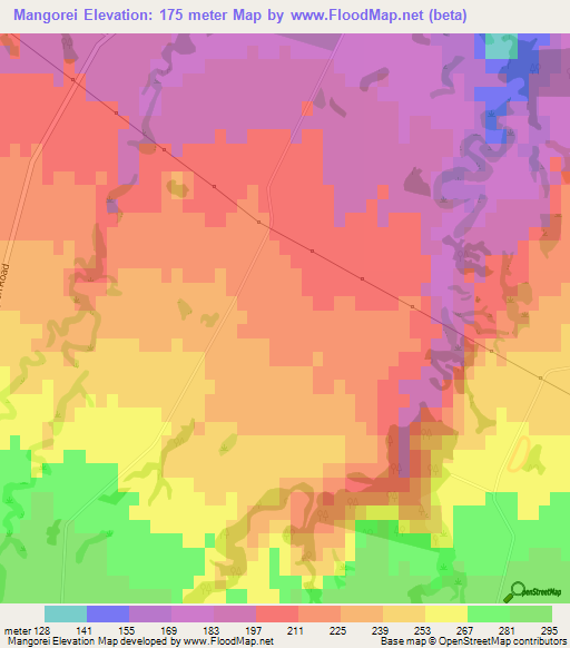 Mangorei,New Zealand Elevation Map