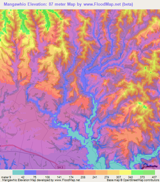 Mangawhio,New Zealand Elevation Map