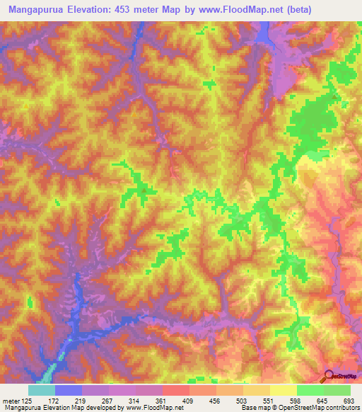 Mangapurua,New Zealand Elevation Map