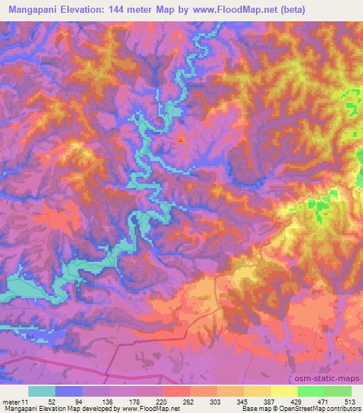 Mangapani,New Zealand Elevation Map