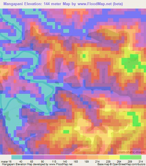 Mangapani,New Zealand Elevation Map