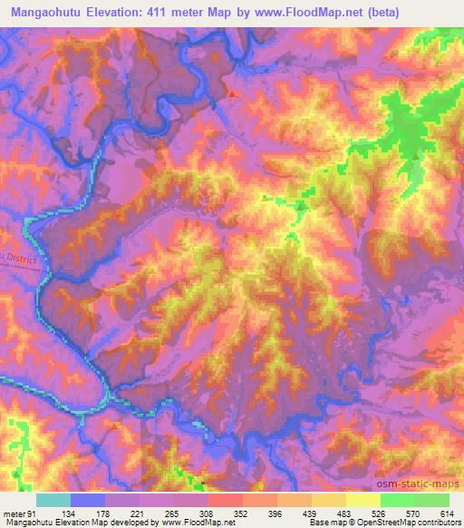 Mangaohutu,New Zealand Elevation Map