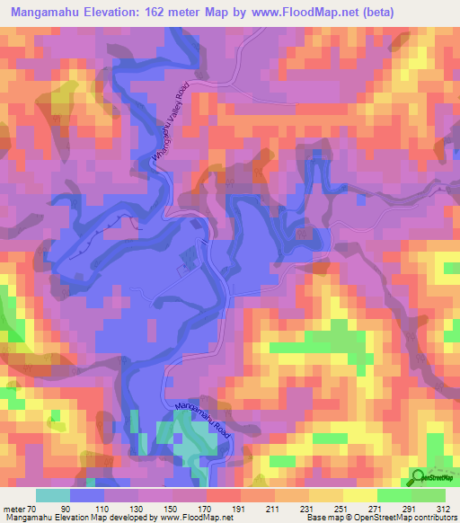 Mangamahu,New Zealand Elevation Map
