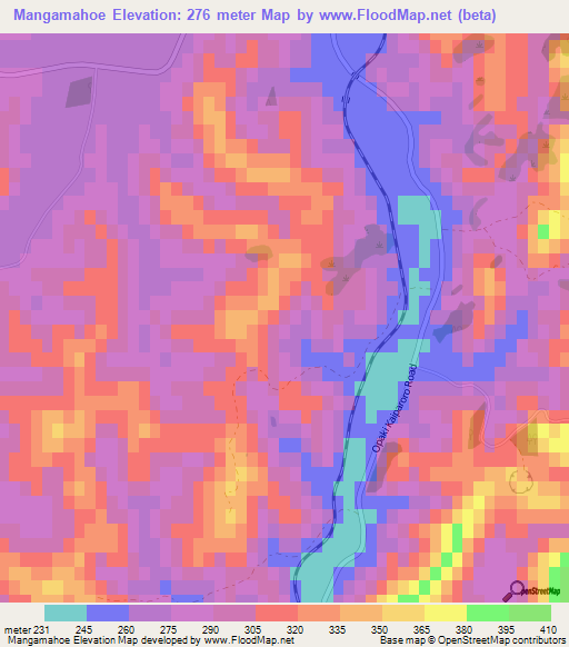 Mangamahoe,New Zealand Elevation Map