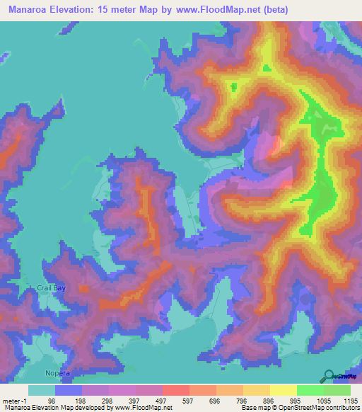 Manaroa,New Zealand Elevation Map