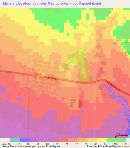 Manaia,New Zealand Elevation Map