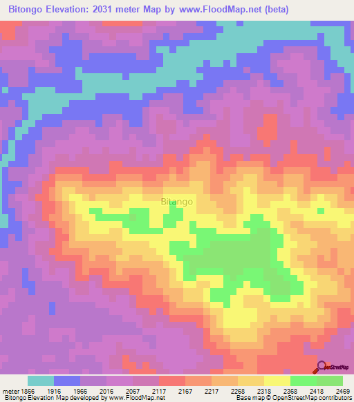 Bitongo,Congo (Kinshasa) Elevation Map