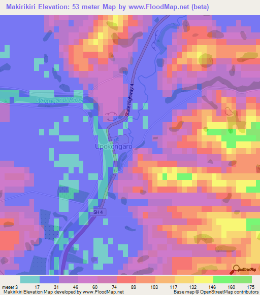 Makirikiri,New Zealand Elevation Map