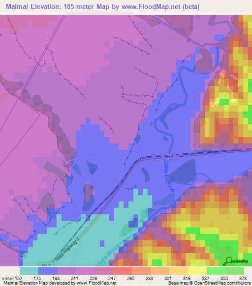 Maimai,New Zealand Elevation Map