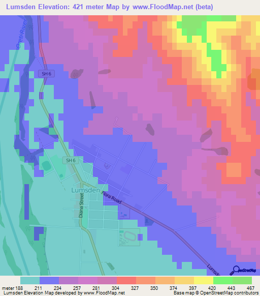 Lumsden,New Zealand Elevation Map