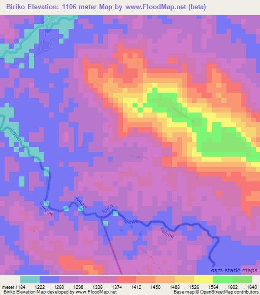 Biriko,Congo (Kinshasa) Elevation Map