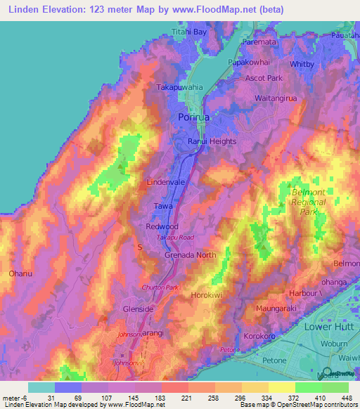 Linden,New Zealand Elevation Map