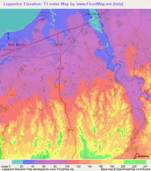 Lepperton,New Zealand Elevation Map