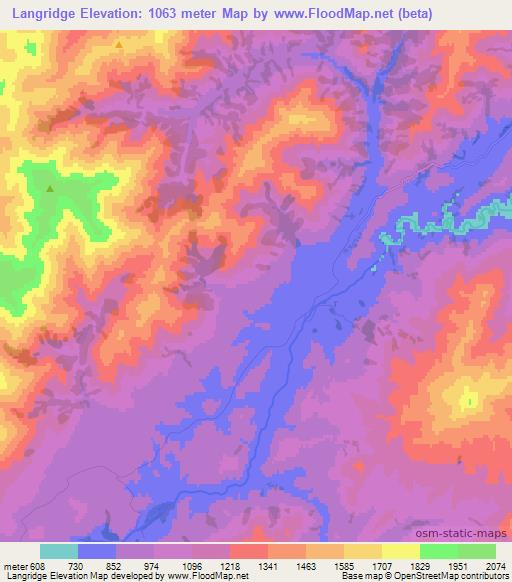 Langridge,New Zealand Elevation Map
