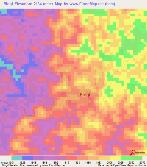 Bingi,Congo (Kinshasa) Elevation Map