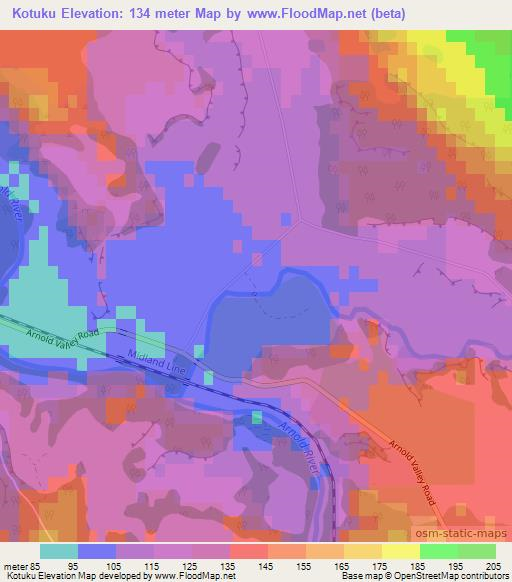 Kotuku,New Zealand Elevation Map