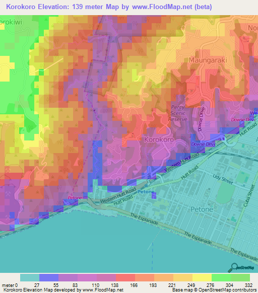 Korokoro,New Zealand Elevation Map