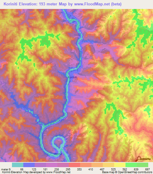 Koriniti,New Zealand Elevation Map