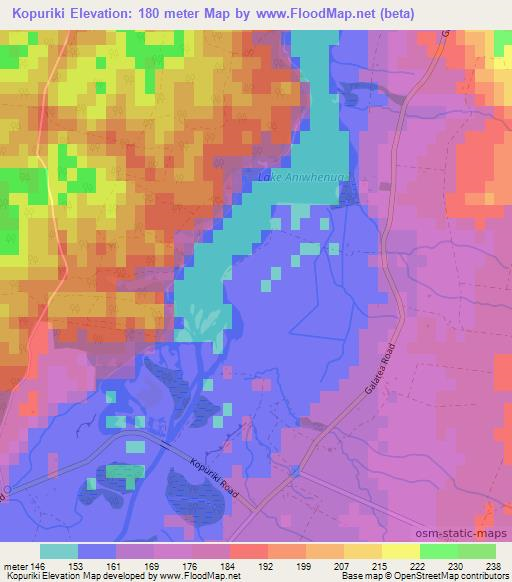 Kopuriki,New Zealand Elevation Map