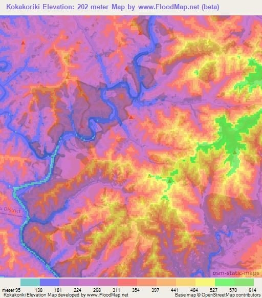 Kokakoriki,New Zealand Elevation Map