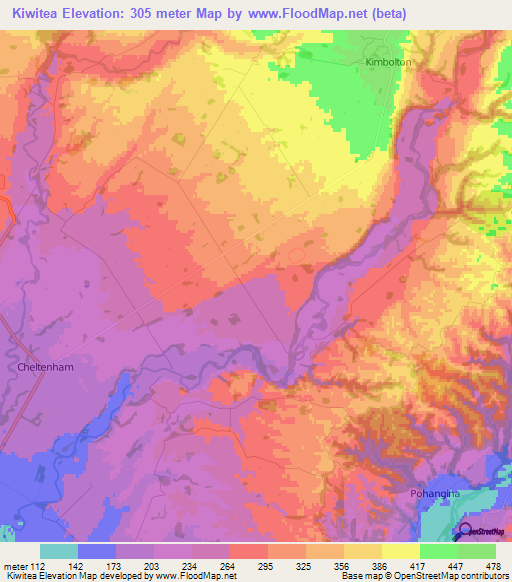 Kiwitea,New Zealand Elevation Map
