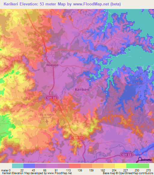 Kerikeri,New Zealand Elevation Map