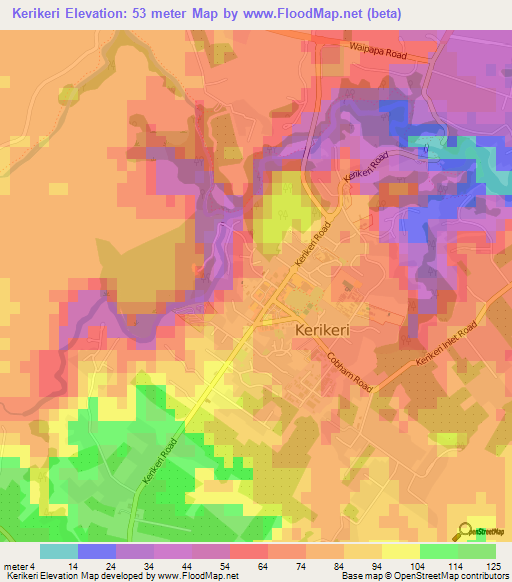 Kerikeri,New Zealand Elevation Map