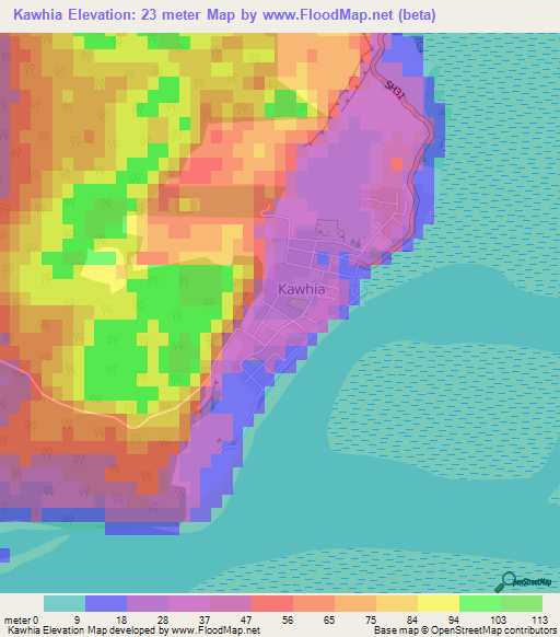 Kawhia,New Zealand Elevation Map