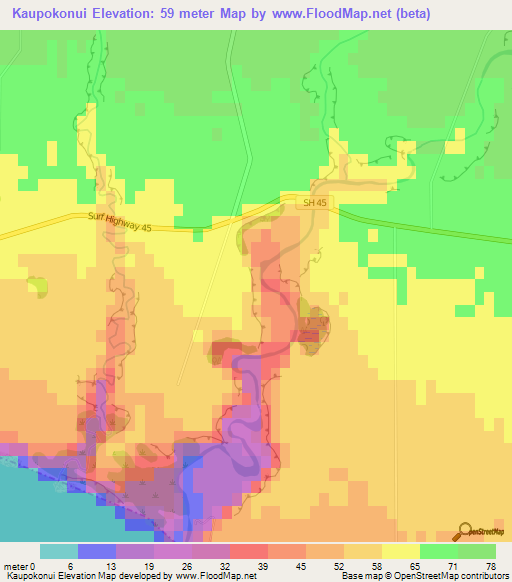 Kaupokonui,New Zealand Elevation Map