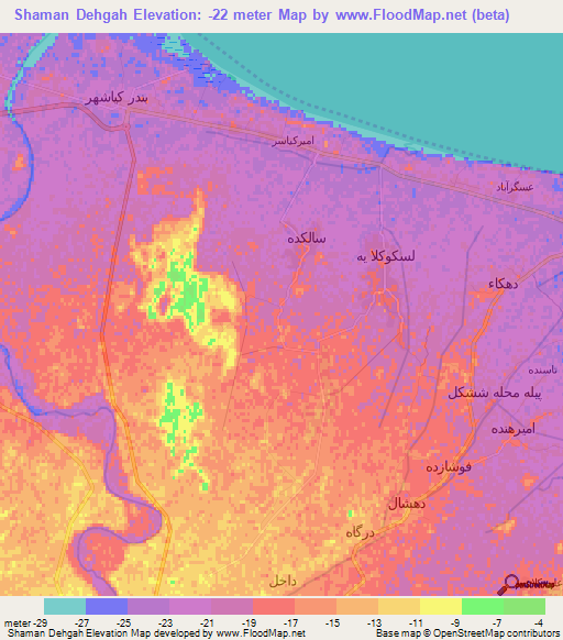 Shaman Dehgah,Iran Elevation Map