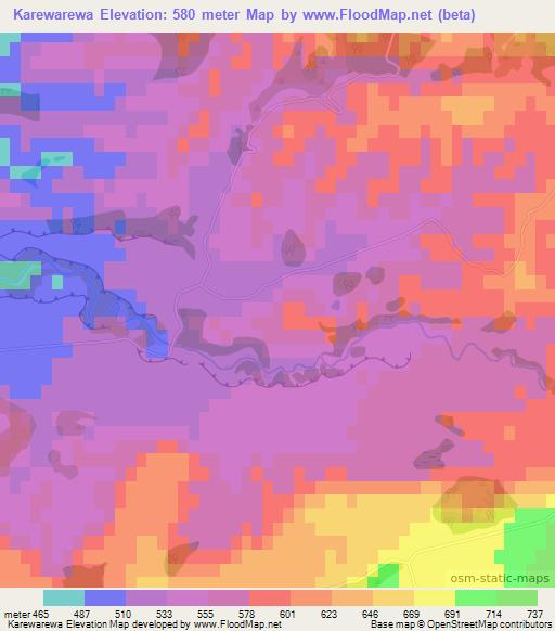 Karewarewa,New Zealand Elevation Map