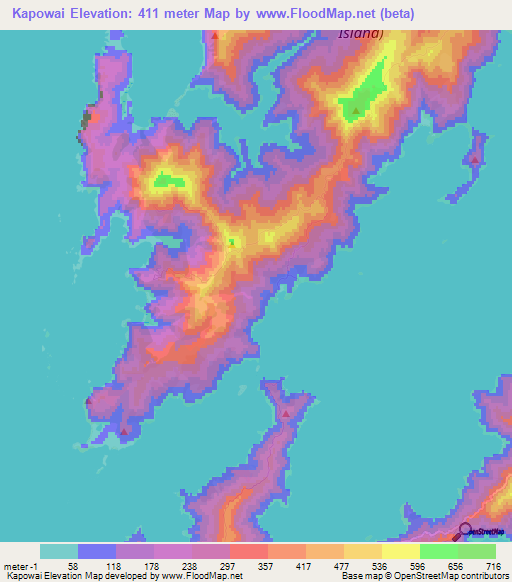 Kapowai,New Zealand Elevation Map
