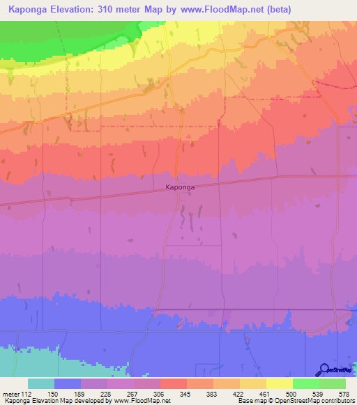 Kaponga,New Zealand Elevation Map