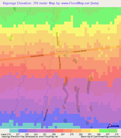 Kaponga,New Zealand Elevation Map