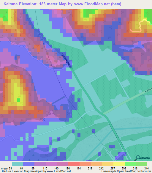Kaituna,New Zealand Elevation Map