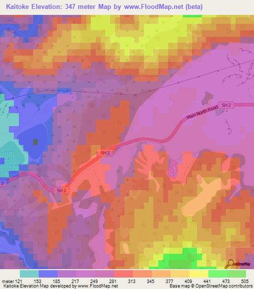 Kaitoke,New Zealand Elevation Map