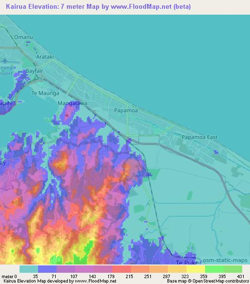 Kairua,New Zealand Elevation Map