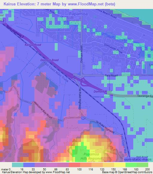 Kairua,New Zealand Elevation Map