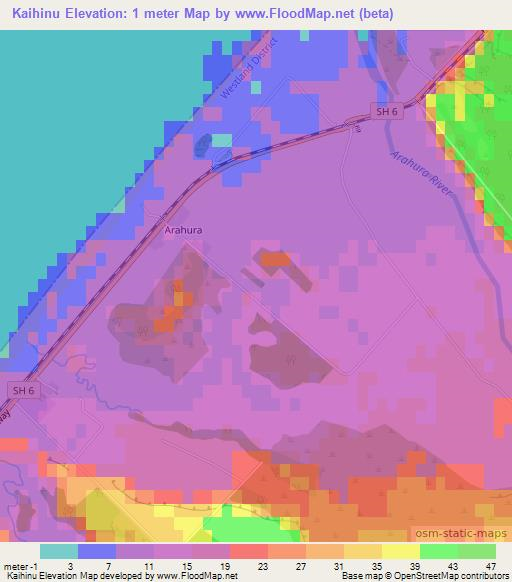 Kaihinu,New Zealand Elevation Map