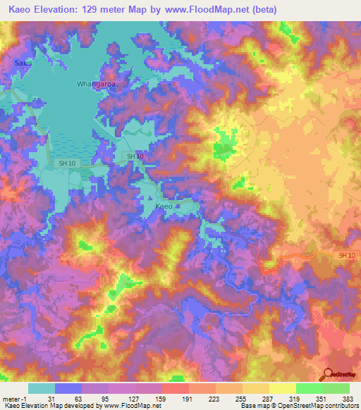 Kaeo,New Zealand Elevation Map
