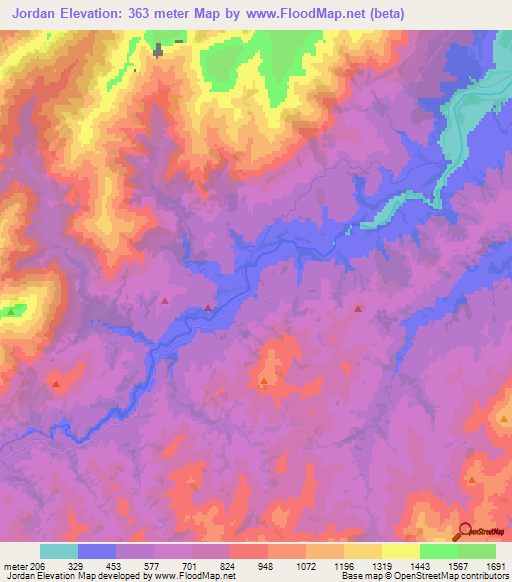 Jordan,New Zealand Elevation Map