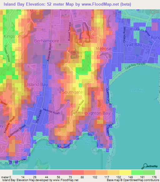 Island Bay,New Zealand Elevation Map