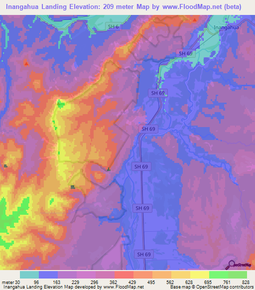 Inangahua Landing,New Zealand Elevation Map