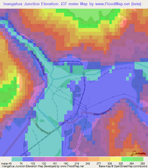 Inangahua Junction,New Zealand Elevation Map