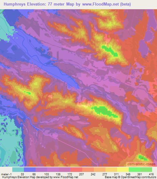 Humphreys,New Zealand Elevation Map