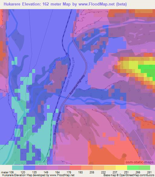 Hukarere,New Zealand Elevation Map