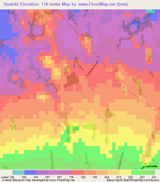 Huatoki,New Zealand Elevation Map
