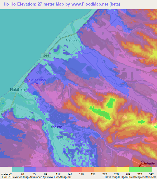 Ho Ho,New Zealand Elevation Map