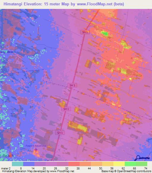 Himatangi,New Zealand Elevation Map